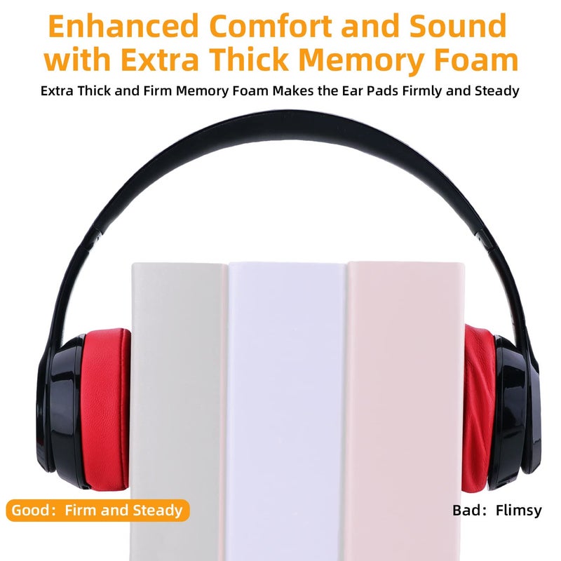 YOCOWOCO Replacement Ear Pads for Beats Solo 2 & Solo 3 Wireless On-Ear Headphones, Solo2 & Solo3 Earpads Cushions with Noise Isolation Memory Foam and Softer Protein Leather, Black - Image 4
